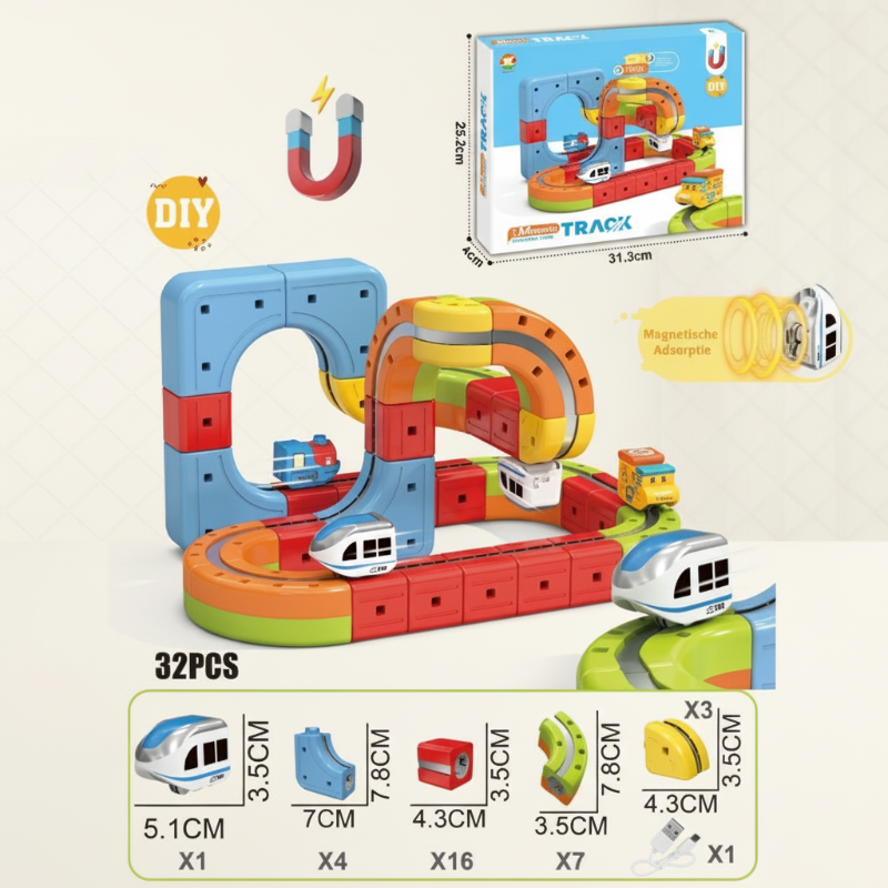 New Kids' Anti-Gravity Magnetic Track Build & Play Set with Electric Train